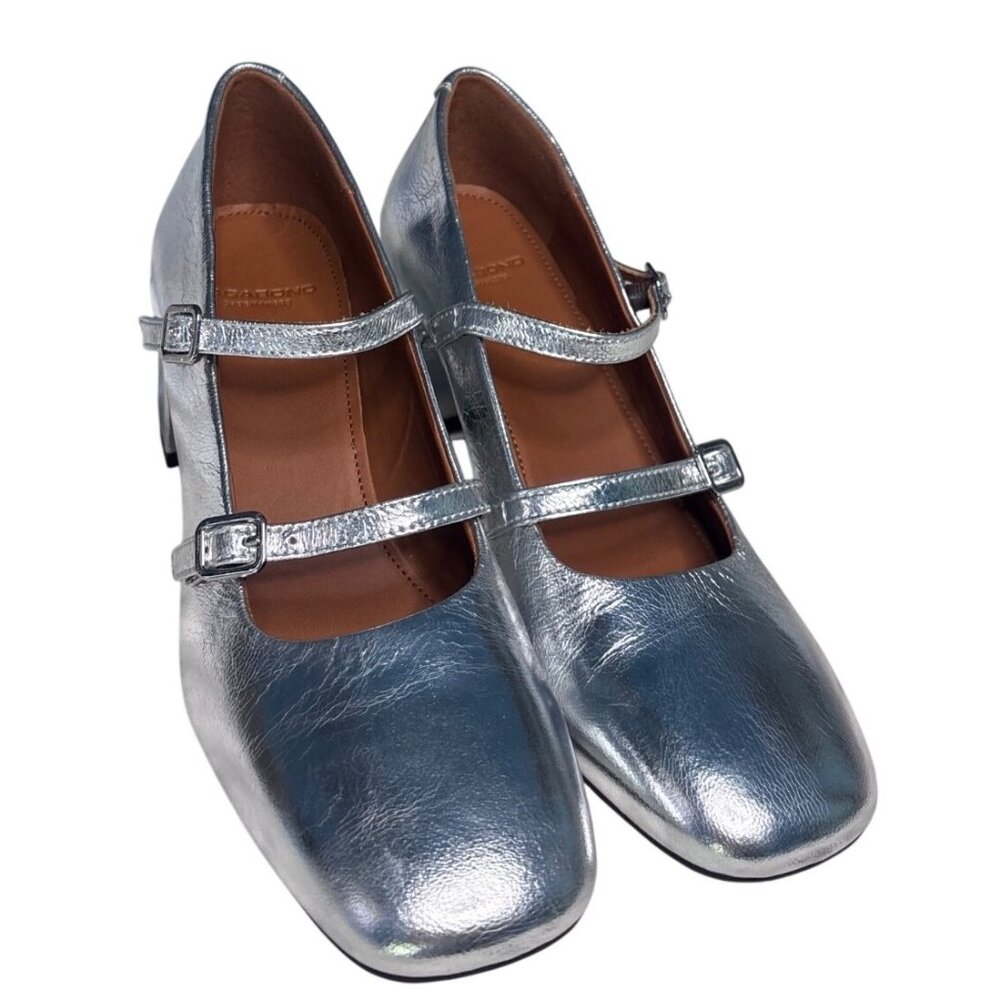 Vagabond Shoemakers Adison Double-Buckle Metallic Leather Pumps Size EU 37, US 6 - Picture 2 of 12